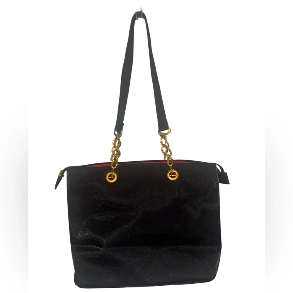 House of CB Black Shoulder Bag with Gold Chain